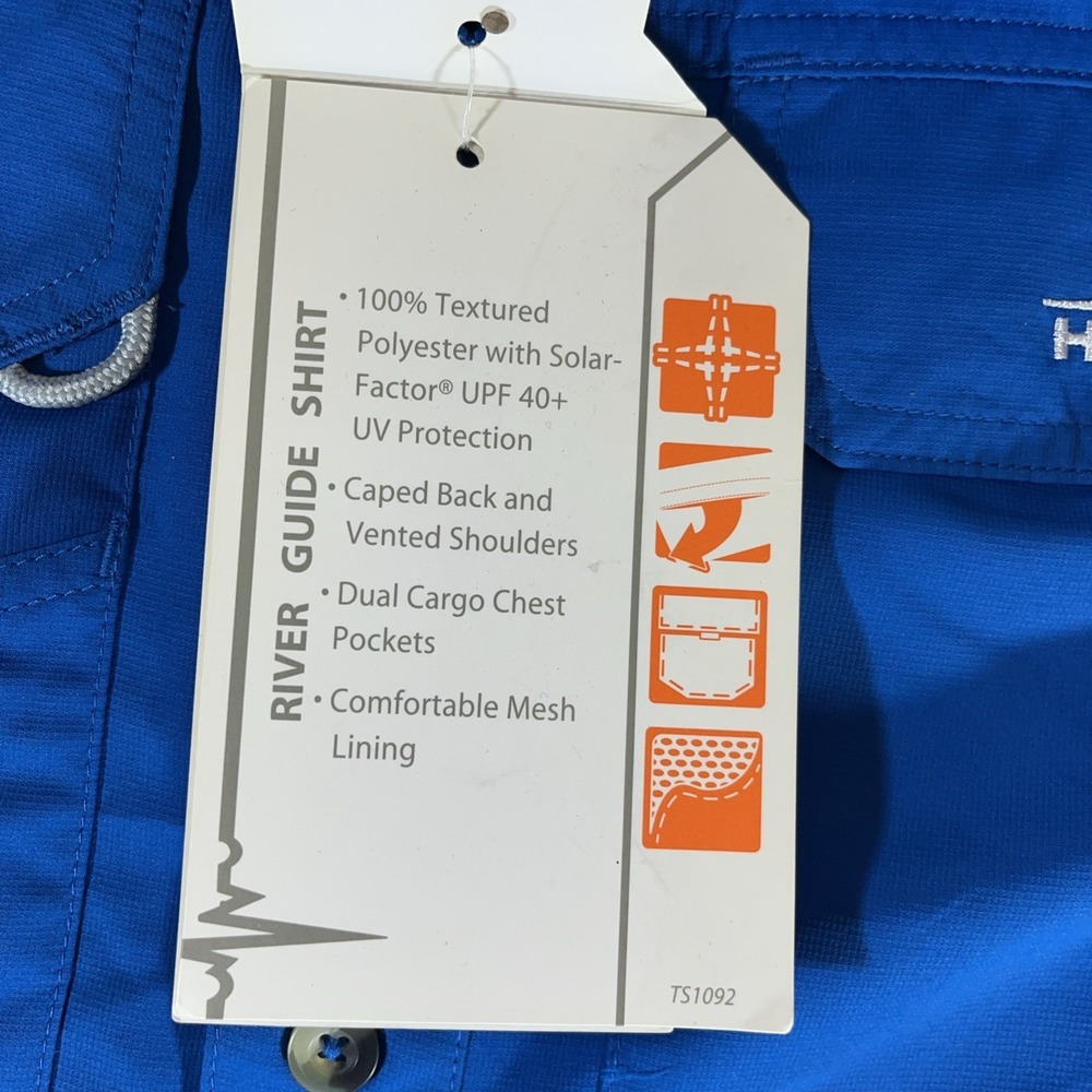 Habit River Guide Shirt Men's M Blue Short Sleeve Vented Solar Factor 40+ NWT - Picture 7 of 15
